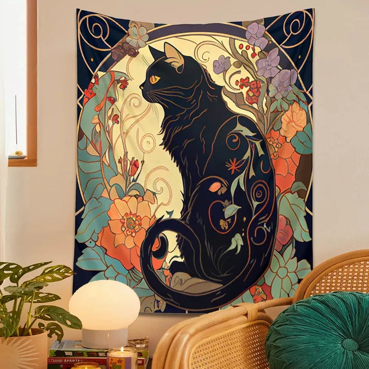 Psychedelic Cat Wall Hanging / Altar Cloth - JOURNEY artisan soaps & candles