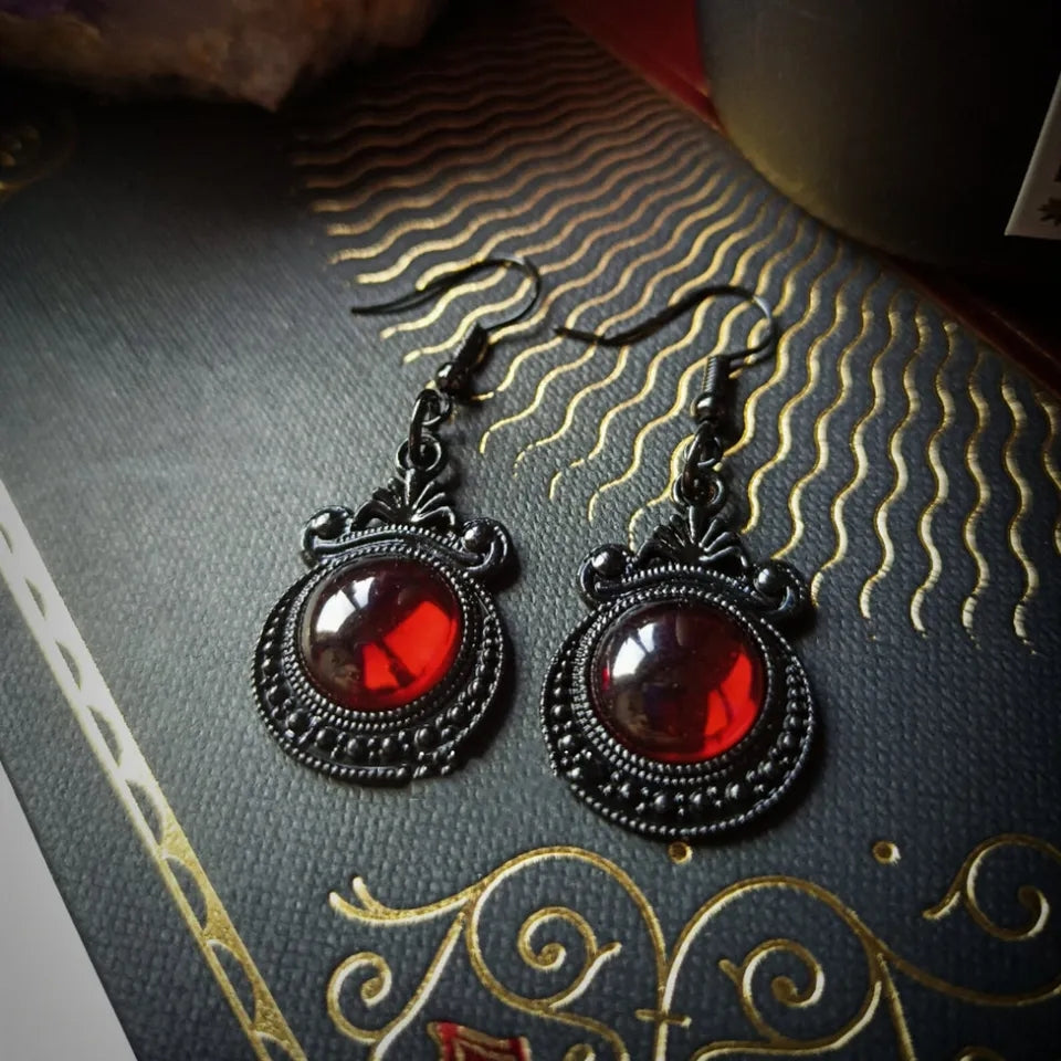 Red and online black earrings