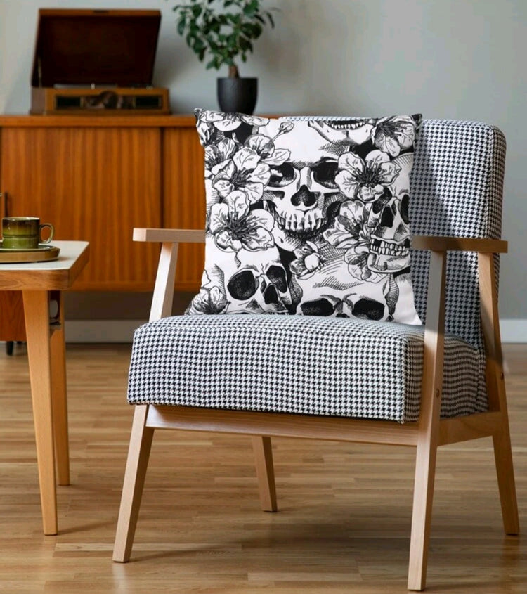 Floral Skull Cushion Cover