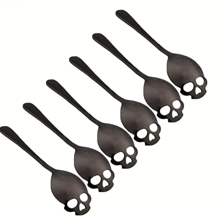Black Skull Sugar Spoon, Set of 6 - JOURNEY artisan soaps & candles