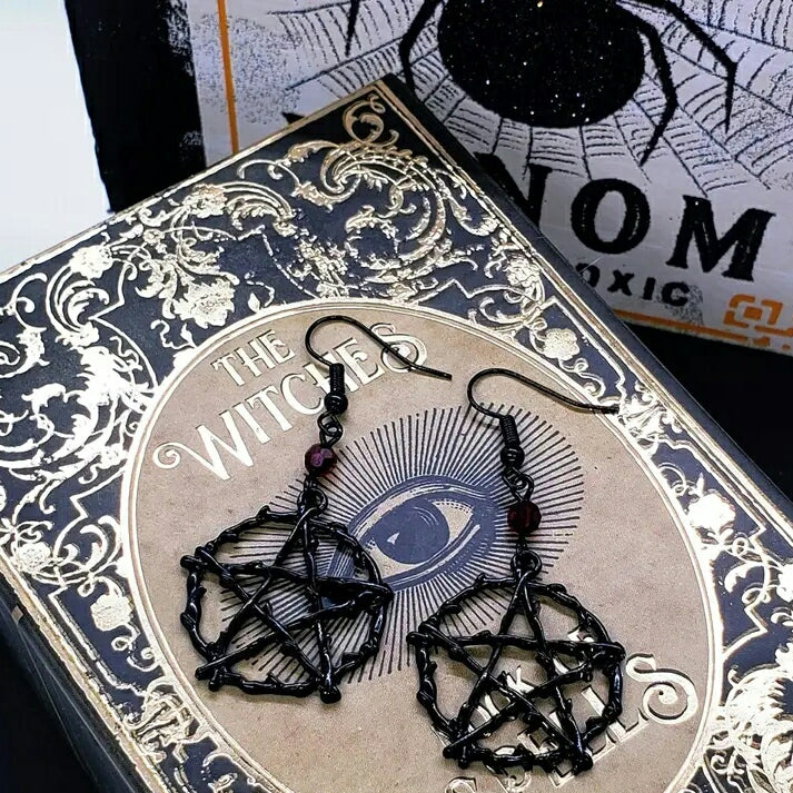 Black Pentacle Earrings - JOURNEY artisan soaps & candles