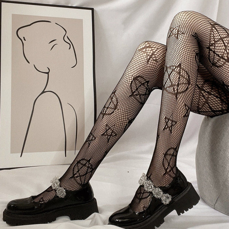 Pentagram Fishnet Tights - JOURNEY artisan soaps & candles