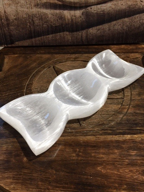 Selenite Triple Moon Offering Bowl