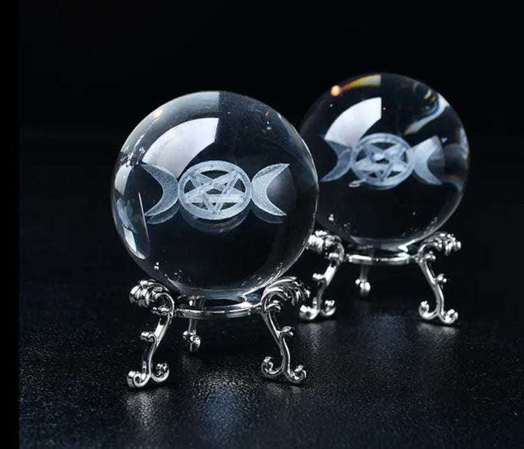 Triple Moon Pentagram Sphere + Stand - JOURNEY artisan soaps & candles