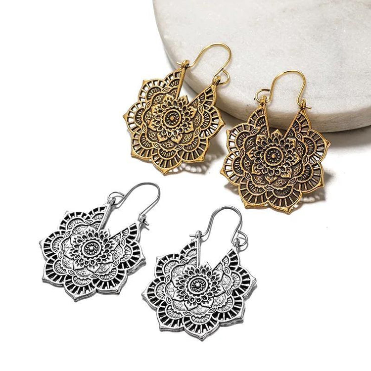 Mandala Earrings - copper & silver - JOURNEY artisan soaps & candles