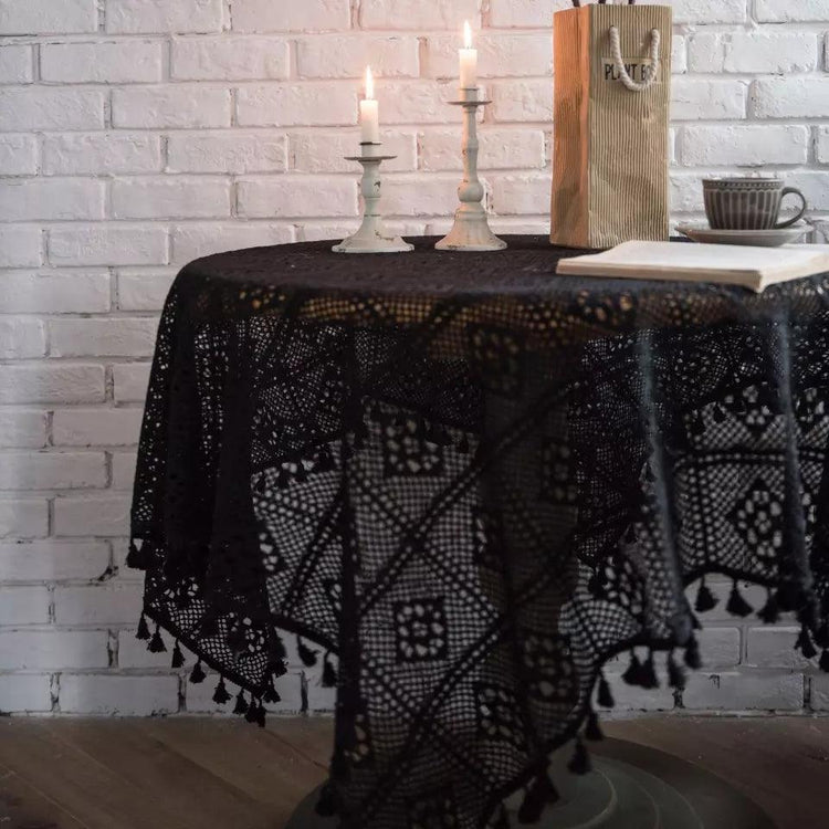 Black Magic Handmade Crochet Altar Cloth - JOURNEY artisan soaps & candles