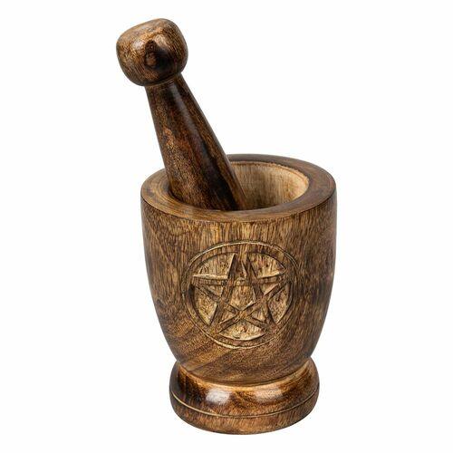 Pentacle Mango Wood Mortar & Pestle - JOURNEY artisan soaps & candles