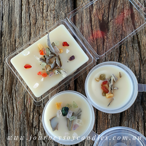 A Journey of Intent - White Sage Soy Melts with Sacred Sage & Crystals - JOURNEY artisan soaps & candles