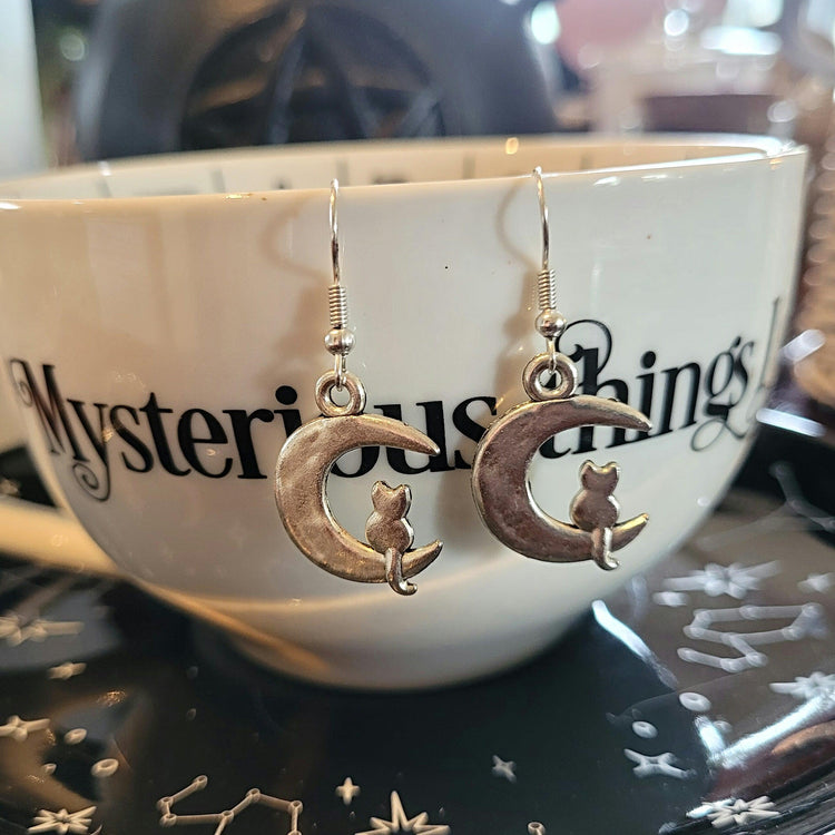 The Cat Sat on the Moon Earrings - JOURNEY artisan soaps & candles
