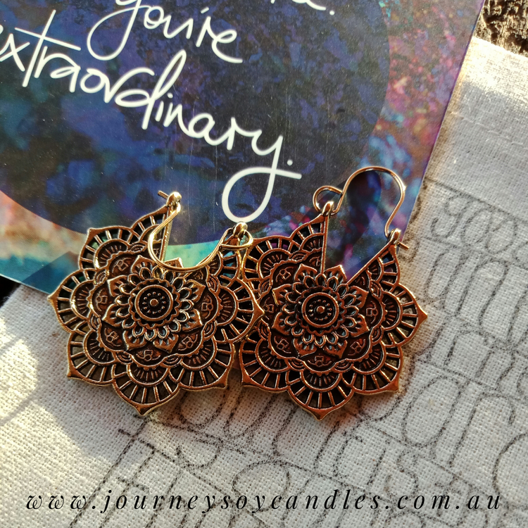 Mandala Earrings - copper & silver - JOURNEY artisan soaps & candles