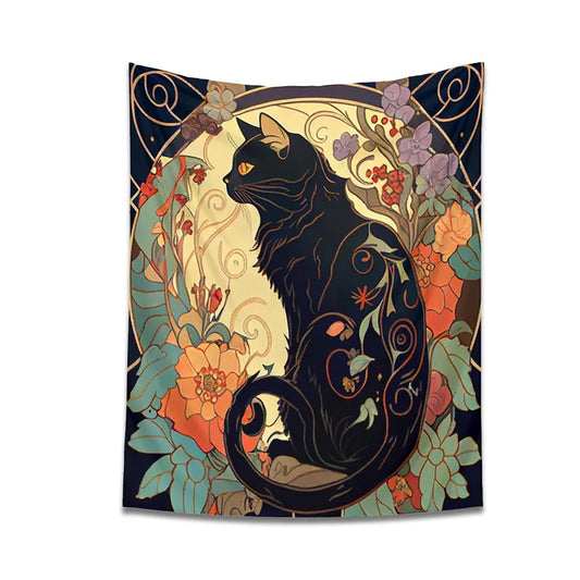Psychedelic Cat Wall Hanging / Altar Cloth - JOURNEY artisan soaps & candles