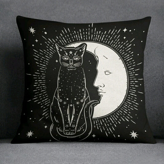 Cat Moon Cushion Cover