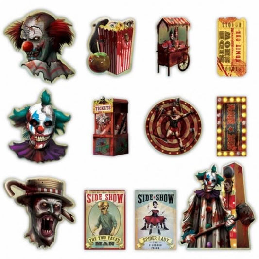 CREEPY CARNIVAL SIDE SHOW CARDBOARD CUTOUTS VALUE PACK - JOURNEY artisan soaps & candles