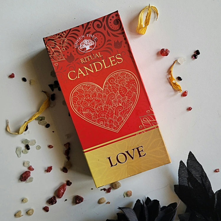 Green Tree Red Love Spell Candles, You can do Magic - JOURNEY artisan soaps & candles
