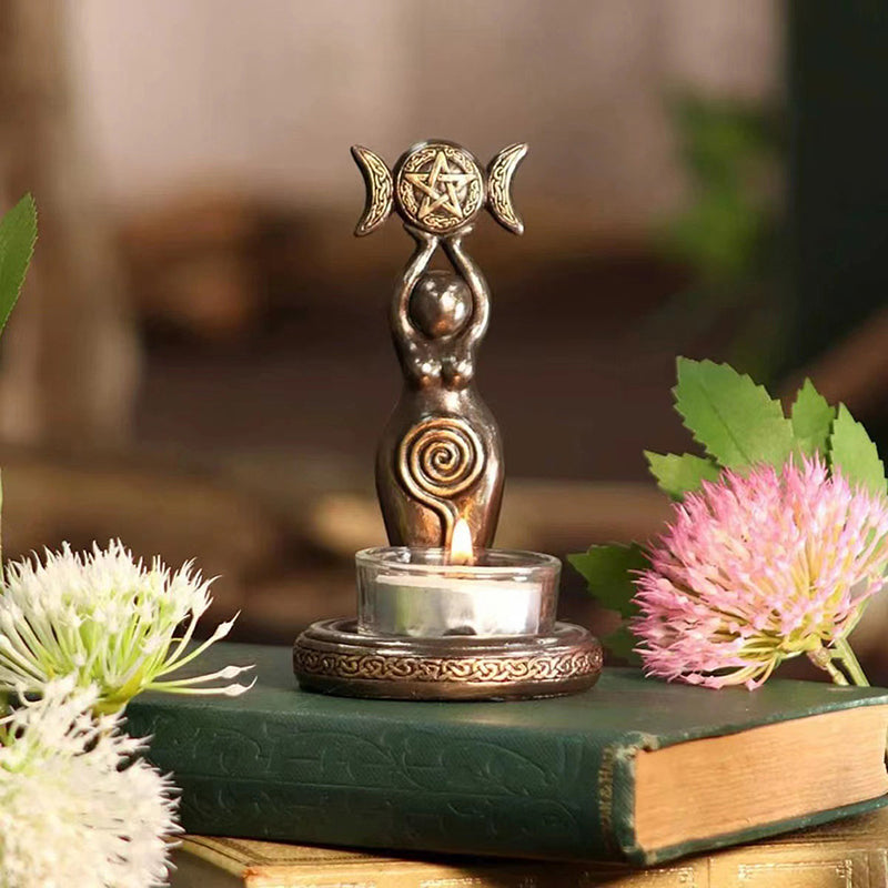 Spiral Goddess Tealight Candle Holder with 3 Free Tealight Candles - JOURNEY artisan soaps & candles