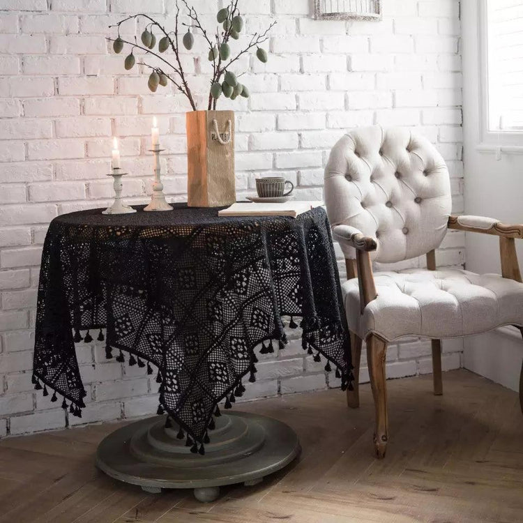 Black Magic Handmade Crochet Altar Cloth - JOURNEY artisan soaps & candles