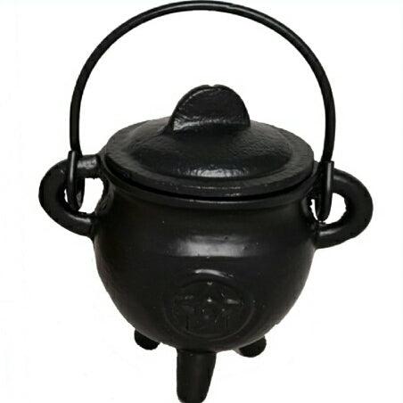 Pentacle Cast Iron Cauldron with Lid - JOURNEY artisan soaps & candles