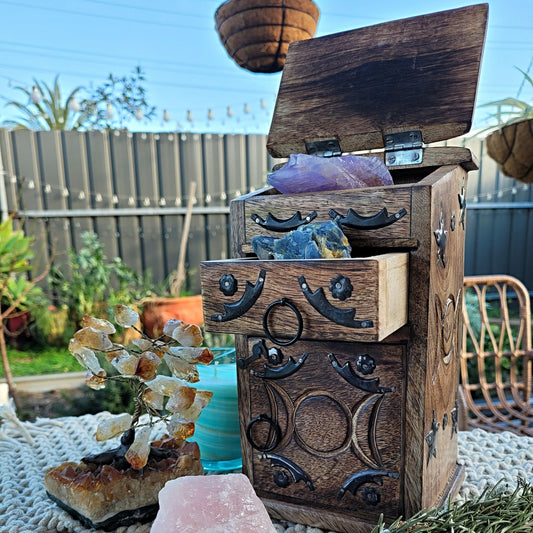 Triple Moon Wooden Chest - JOURNEY artisan soaps & candles