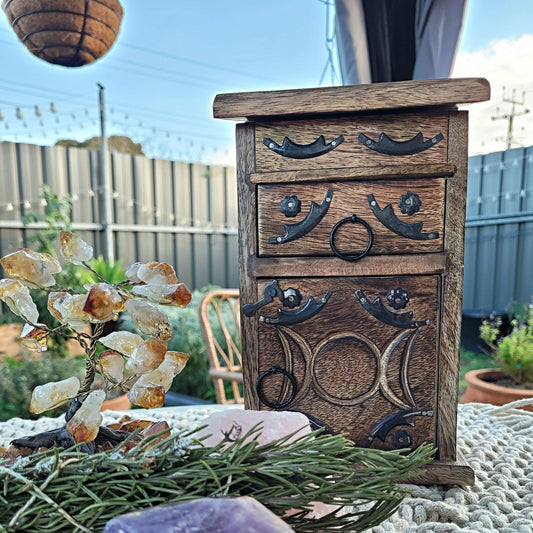 Triple Moon Wooden Chest - JOURNEY artisan soaps & candles