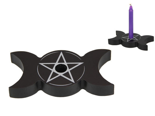 Triple Moon Spell Candle Holder with Free Chime Candle - JOURNEY artisan soaps & candles