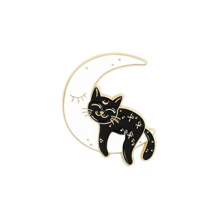 Lunar Kitty Enamel Pin / Brooch / Badge - JOURNEY artisan soaps & candles