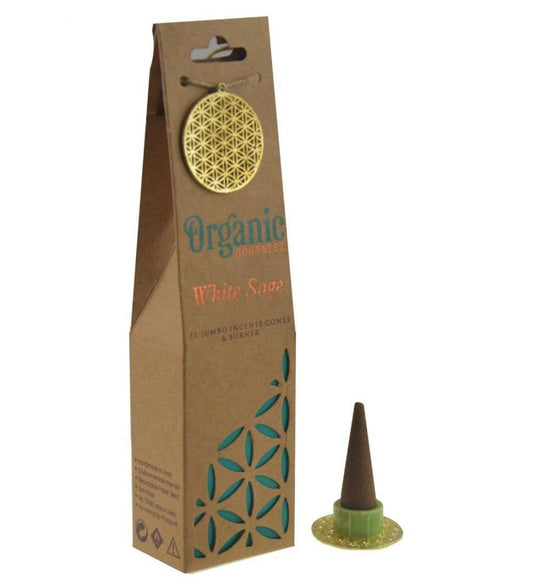 Organic Goodness Incense Cones, White Sage with Ceramic Holder - JOURNEY artisan soaps & candles