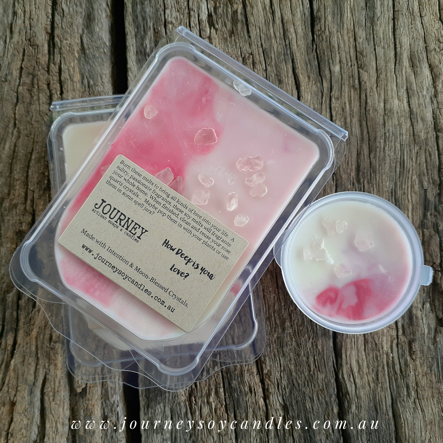 How Deep is your Love Intention Melts with Rose Quartz - JOURNEY artisan soaps & candles